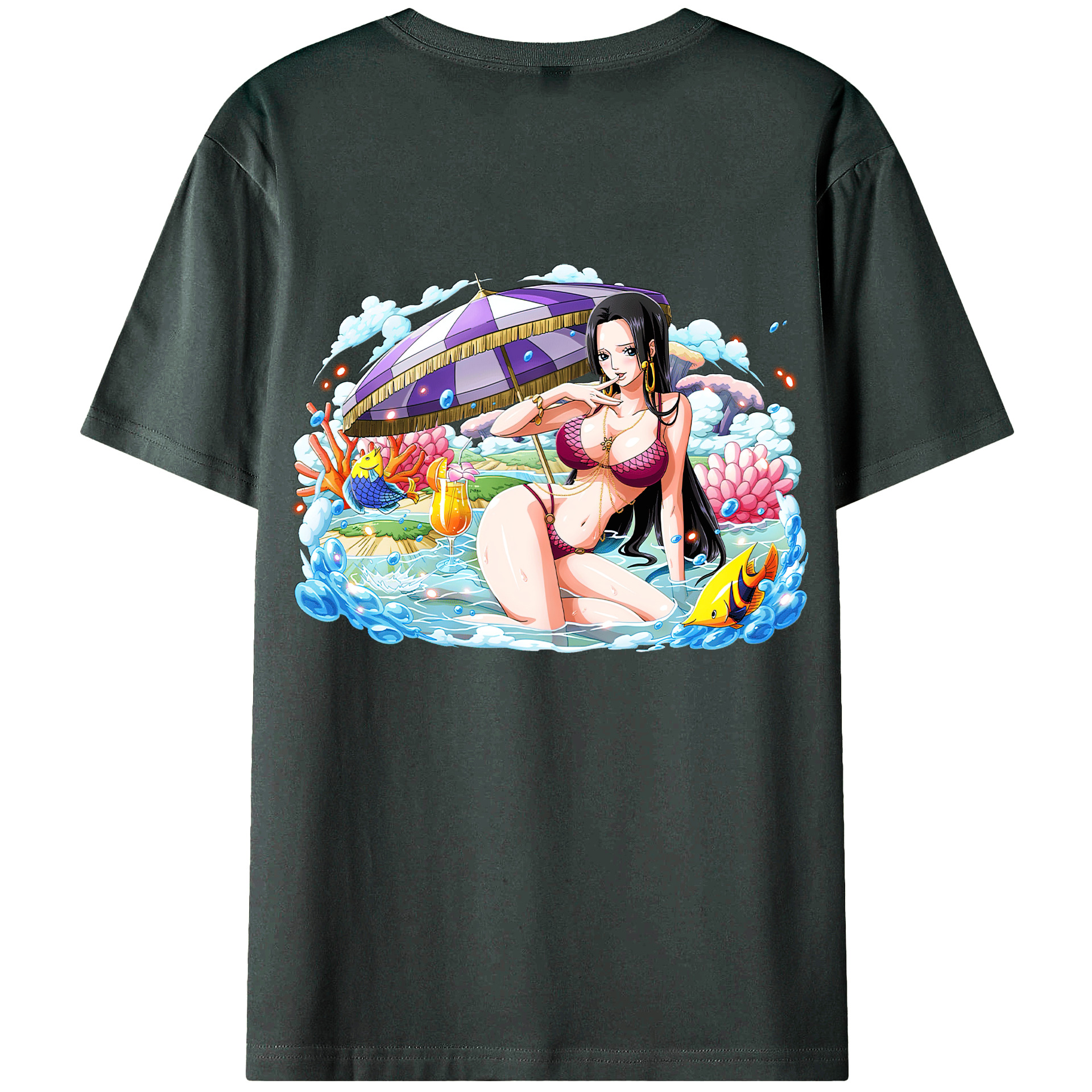 ワンピース ボア・ハンコック ONE PIECE Boa·Hancock 綿100％ メンズ半袖Tシャツ（バックプリント） 通気性